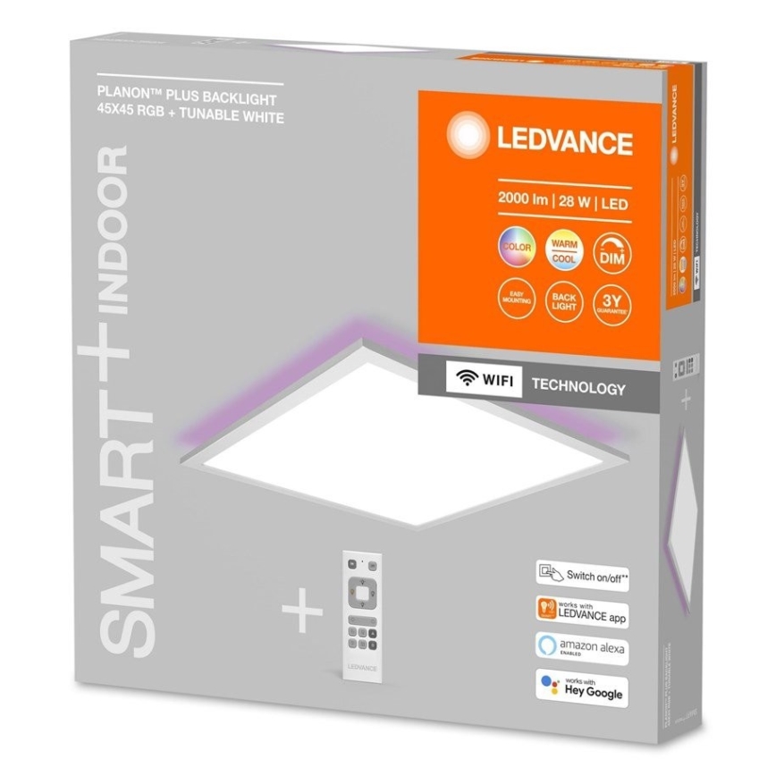 Ledvance - LED RGBW stmievateľný panel SMART+ PLANON LED/28W/230V 45x45 cm Wi-Fi + diaľkové ovládanie