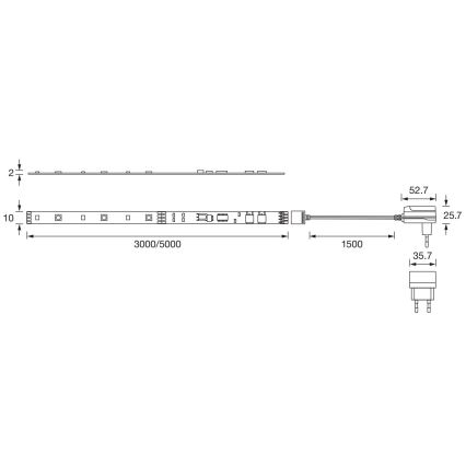 Ledvance - LED RGBW Stmievateľný pásik FLEX 3m LED/10W/230V + diaľkové ovládanie