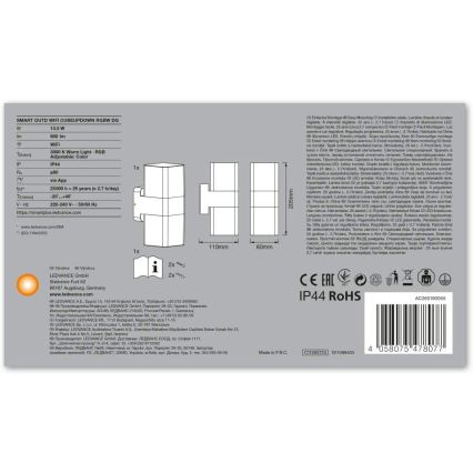 Ledvance - LED RGBW Vonkajšie nástenné svietidlo SMART+ CUBE LED/13,5W/230V IP44 Wi-Fi