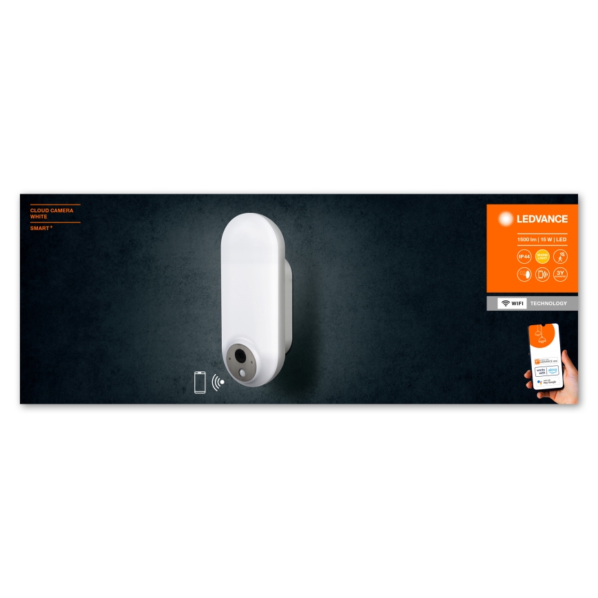 Ledvance - LED RGBW Stmievateľné vonkajšie nástenné svietidlo so senzorom a kamerou SMART+ LED/15W/230V Wi-Fi IP44