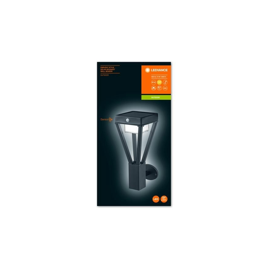 Ledvance - LED Solárne nástenné svietidlo so senzorom BOUQUET LED/6W/3,7V 2200 mAh IP44