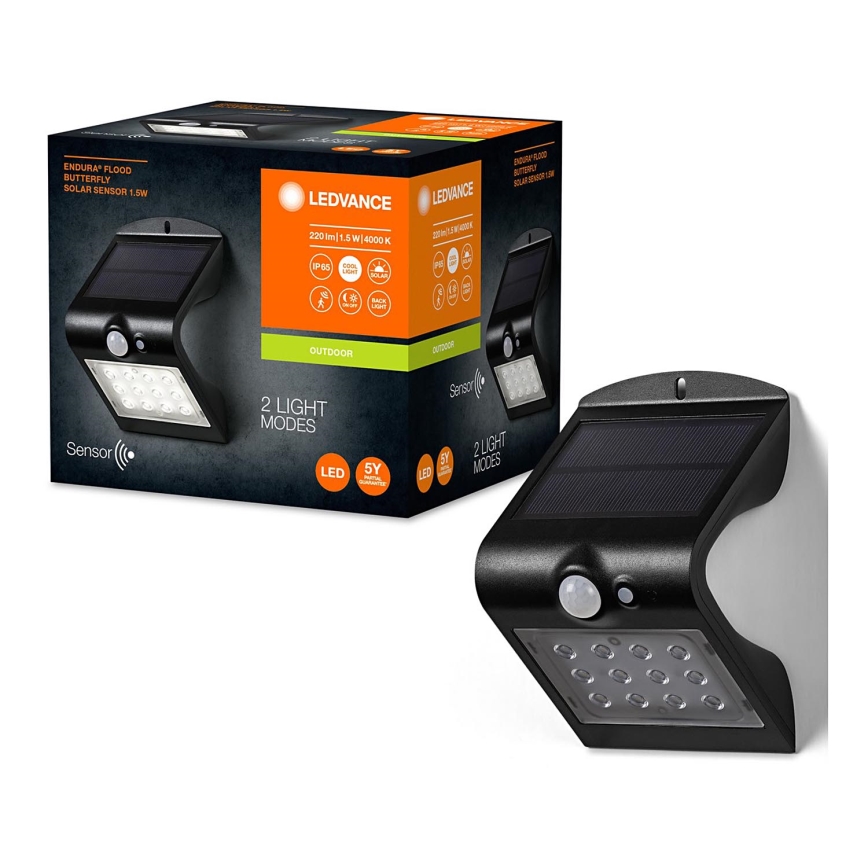 Ledvance - LED Solárne nástenné svietidlo so senzorom BUTTERFLY LED/1,5W/3,7V 1200 mAh IP65