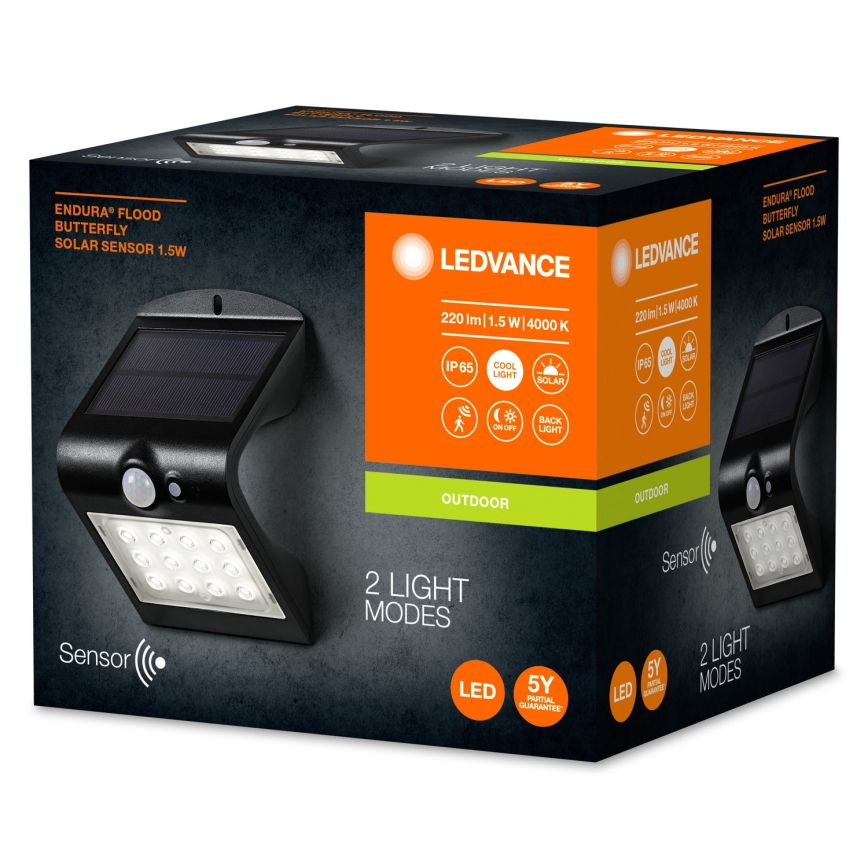 Ledvance - LED Solárne nástenné svietidlo so senzorom BUTTERFLY LED/1,5W/3,7V 1200 mAh IP65