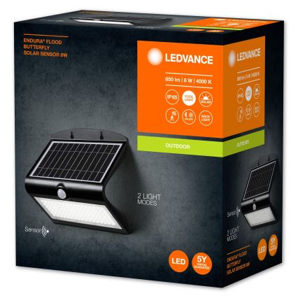 Ledvance - LED Solárne nástenné svietidlo so senzorom BUTTERFLY LED/8W/3,7V 2000 mAh IP65