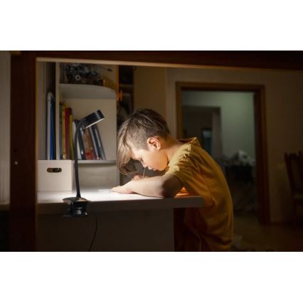 Ledvance - LED stmievateľná dotyková stolná lampa s klipom CYLINDER LED/4,8W/5V 3000-6500K čierna