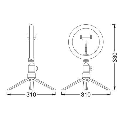 Ledvance - LED Stmievateľná stolná lampa so stojanom a držiakom na vlogovanie LED/5,5W/USB 3000/4000/6500K