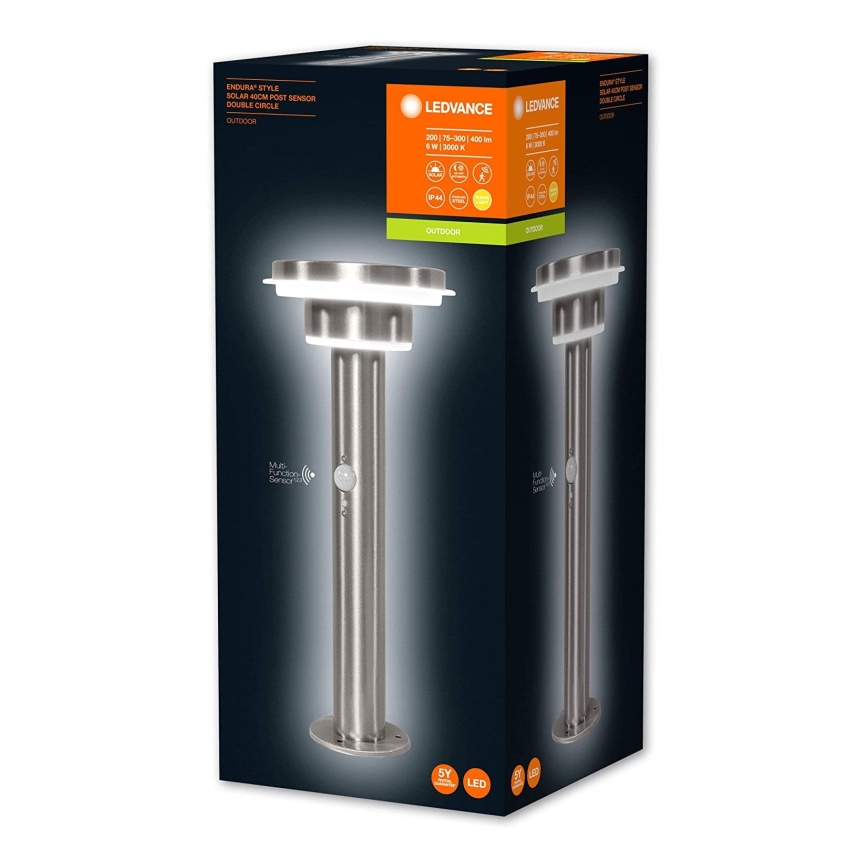 Ledvance - LED Stmievateľná solárna lampa so senzorom CIRCLE LED/6W/3,2V 2200 mAh IP44