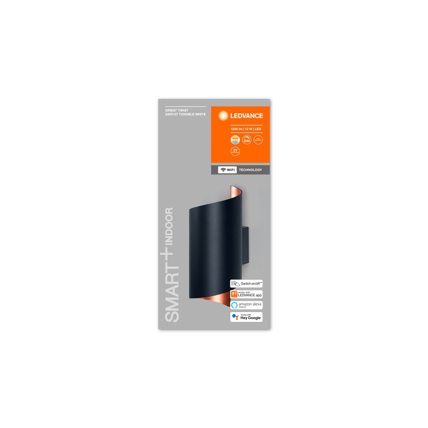 Ledvance - LED Stmievateľné nástenné svietidlo SMART+ TWIST LED/12W/230V 3000-6500K Wi-Fi čierna
