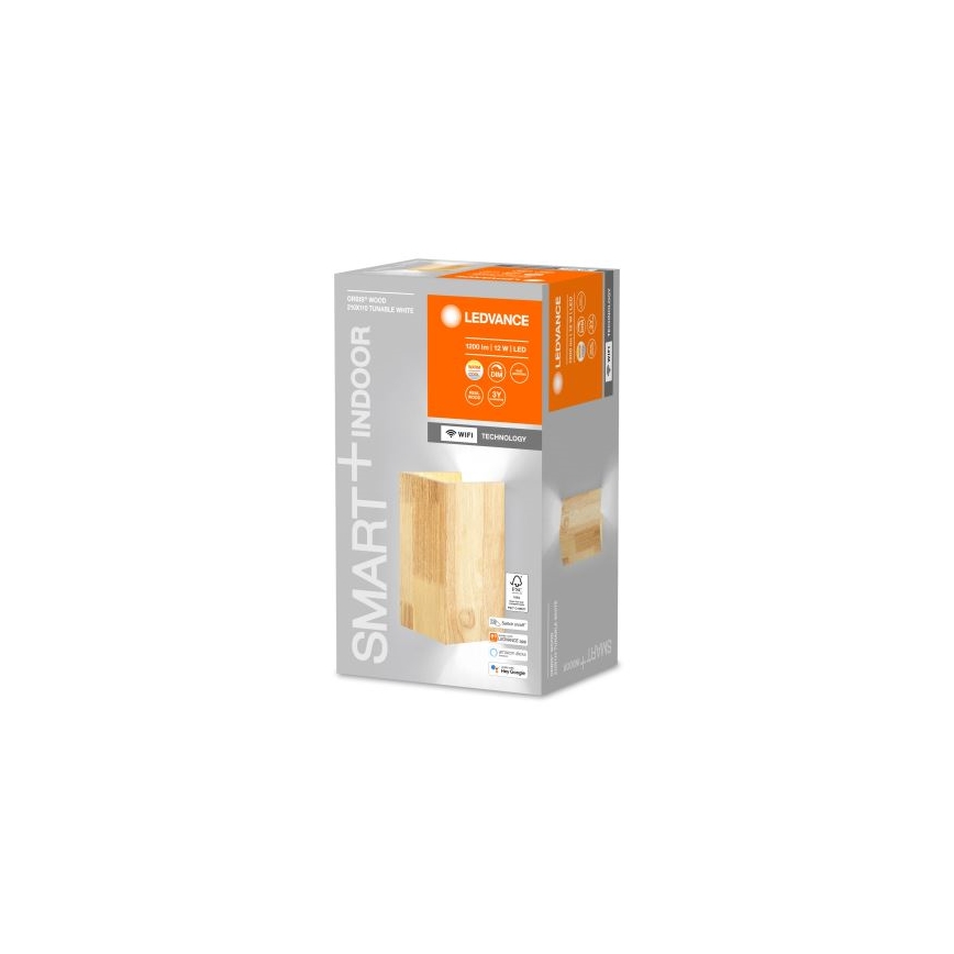 Ledvance - LED Stmievateľné nástenné svietidlo SMART+ WOOD LED/12W/230V 3000-6500K Wi-Fi
