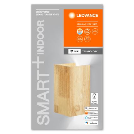 Ledvance - LED Stmievateľné nástenné svietidlo SMART+ WOOD LED/12W/230V 3000-6500K Wi-Fi