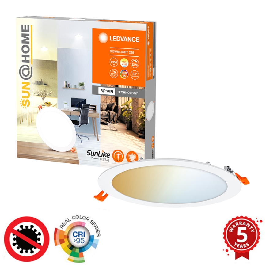 Ledvance - LED Stmievateľné podhľadové svietidlo SUN@HOME LED/22W/230V 2200-5000 CRI 95 Wi-Fi