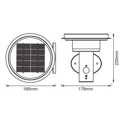 Ledvance - LED Stmievateľné solárne svietidlo so senzorom CIRCLE LED/6W/3,2V 2200 mAh IP44