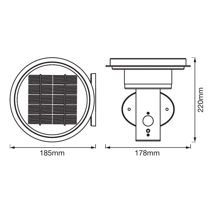 Ledvance - LED Stmievateľné solárne svietidlo so senzorom CIRCLE LED/6W/3,2V 2200 mAh IP44