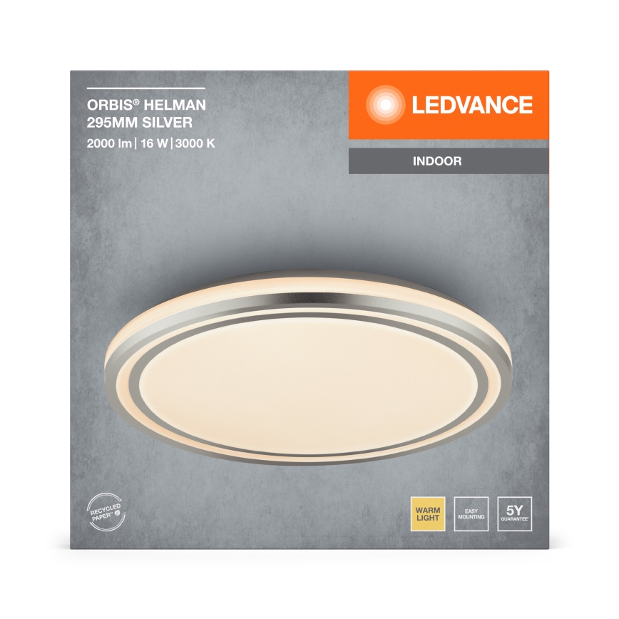 Ledvance - LED Stropné svietidlo ORBIS HELMAN LED/16W/230V pr. 29,5 cm strieborná