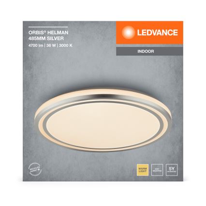 Ledvance - LED Stropné svietidlo ORBIS HELMAN LED/36W/230V pr. 48,5 cm strieborná