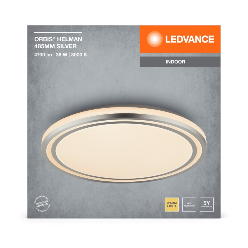 Ledvance - LED Stropné svietidlo ORBIS HELMAN LED/36W/230V pr. 48,5 cm strieborná