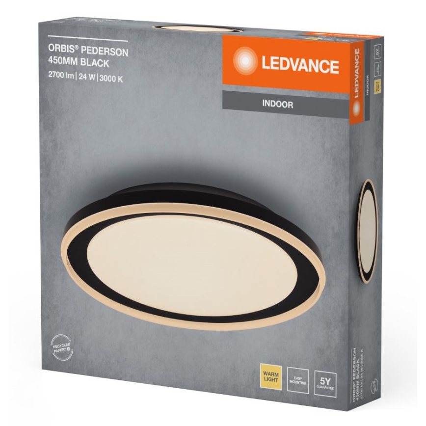 Ledvance - LED Stropné svietidlo ORBIS PEDERSON LED/24W/230V pr. 45 cm čierna