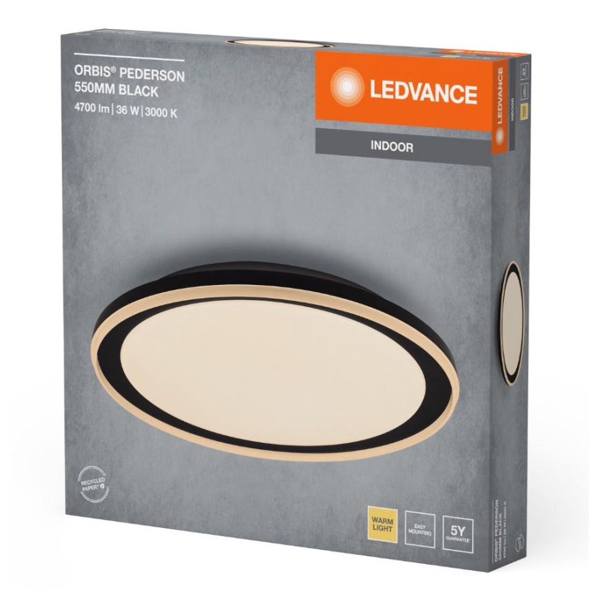 Ledvance - LED Stropné svietidlo ORBIS PEDERSON LED/36W/230V pr. 55 cm čierna