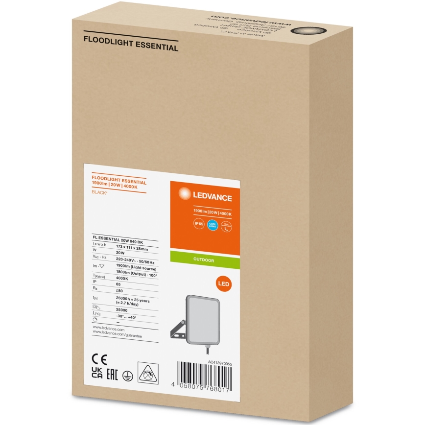 Ledvance - LED Vonkajší nástenný reflektor FLOODLIGHT LED/20W/230V 4000K IP65