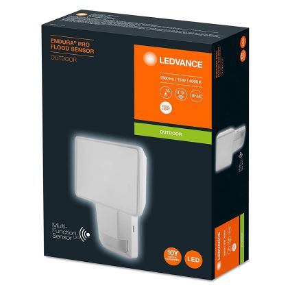 Ledvance - LED Vonkajší nástenný reflektor so senzorom FLOOD LED/15W/230V IP55