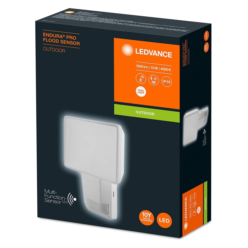 Ledvance - LED Vonkajší nástenný reflektor so senzorom FLOOD LED/15W/230V IP55
