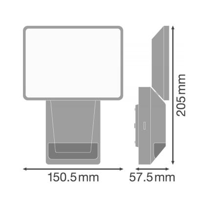 Ledvance - LED Vonkajší nástenný reflektor so senzorom FLOOD LED/15W/230V IP55