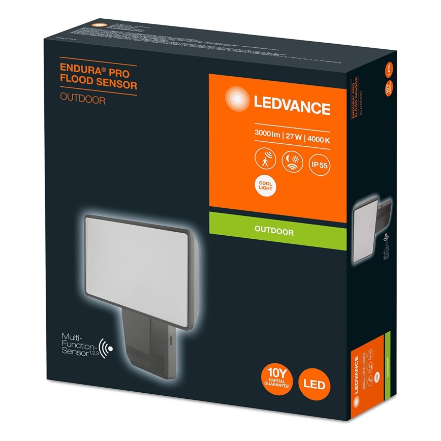 Ledvance - LED Vonkajší nástenný reflektor so senzorom FLOOD LED/27W/230V IP55