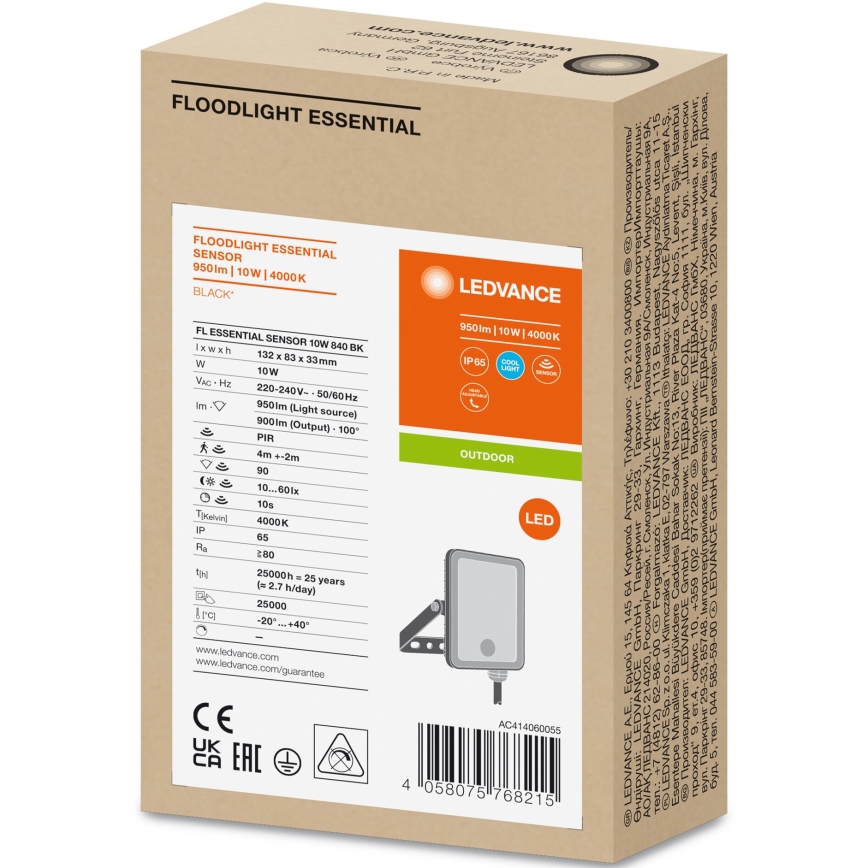 Ledvance - LED Vonkajší reflektor so senzorom FLOODLIGHT LED/10W/230V 4000K IP65