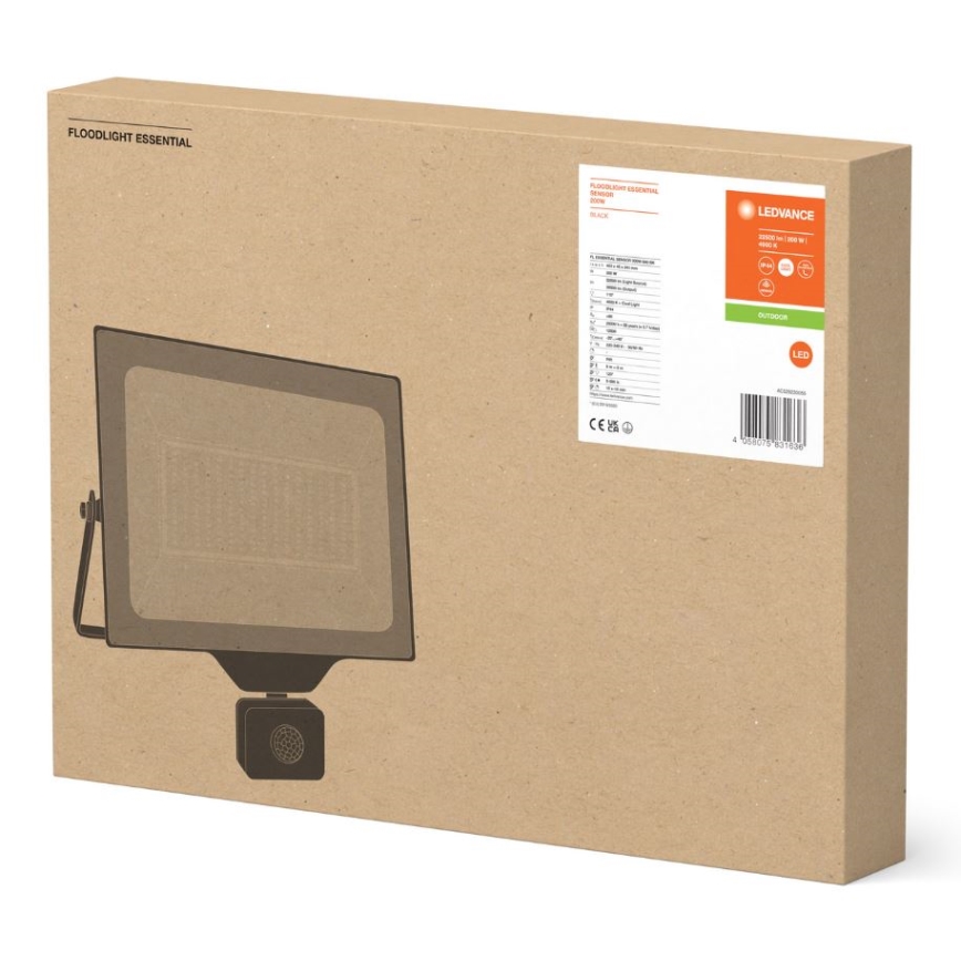 Ledvance - LED Vonkajší nástenný reflektor so senzorom FLOODLIGHT ESSENTIAL LED/200W/230V IP65