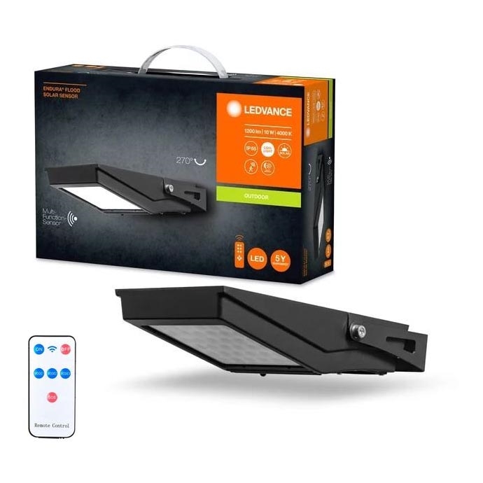 Ledvance - LED Vonkajší solárny reflektor so senzorom FLOOD LED/10W/3,6V 2000 mAh IP65 + diaľkové ovládanie