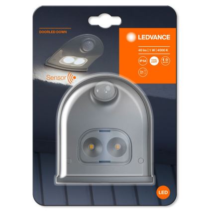 Ledvance - LED Vonkajšie nástenné svietidlo so senzorom DOORLED LED/1W/3xAA IP54