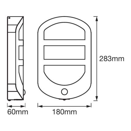 Ledvance - LED Vonkajšie nástenné svietidlo so senzorom PLATE LED/12,5W/230V IP44