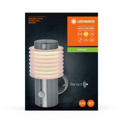 Ledvance - LED Vonkajšie nástenné svietidlo so senzorom ENDURA RONDO LED/9,5W/230V IP44 chróm