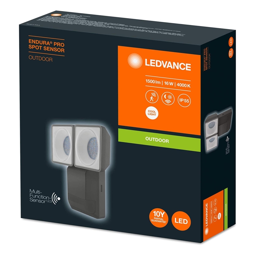 Ledvance - LED Vonkajšie nástenné svietidlo so senzorom SPOT 2xLED/8W/230V IP55