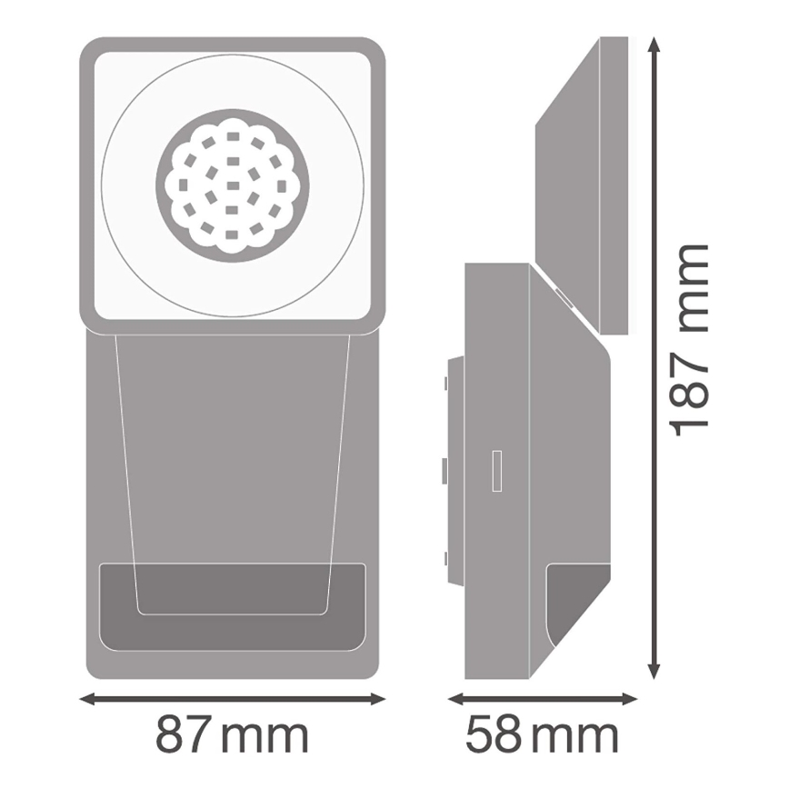 Ledvance - LED Vonkajšie nástenné svietidlo so senzorom SPOT LED/8W/230V IP55 čierna