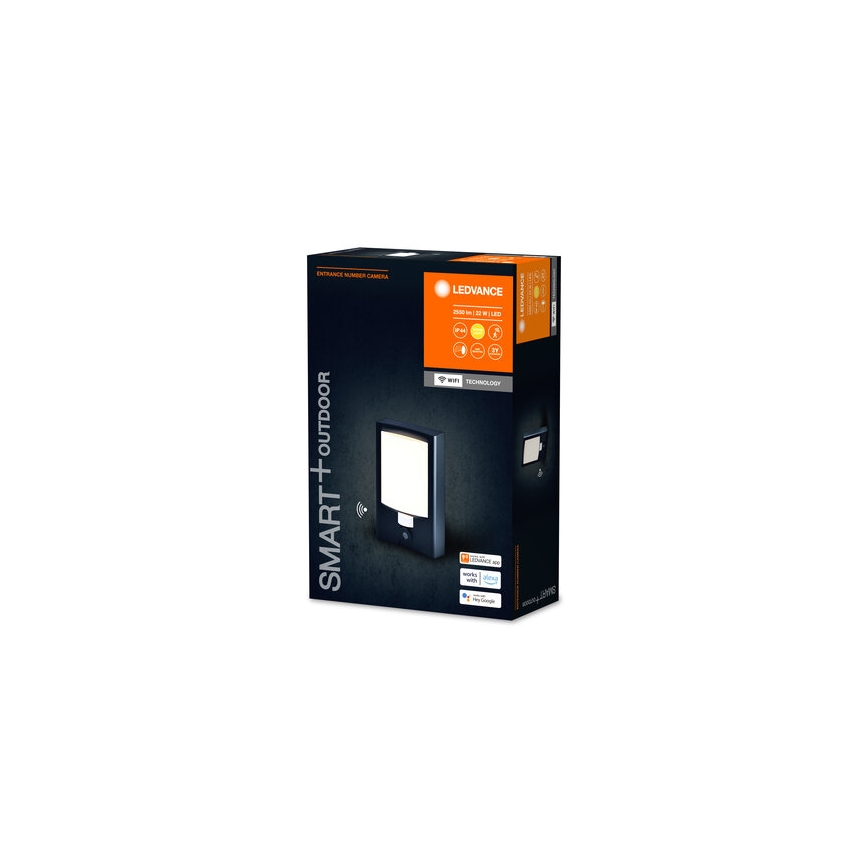 Ledvance - LED Stmievateľné vonkajšie nástenné svietidlo so senzorom a kamerou SMART+ LED/22W/230V IP44 Wi-Fi