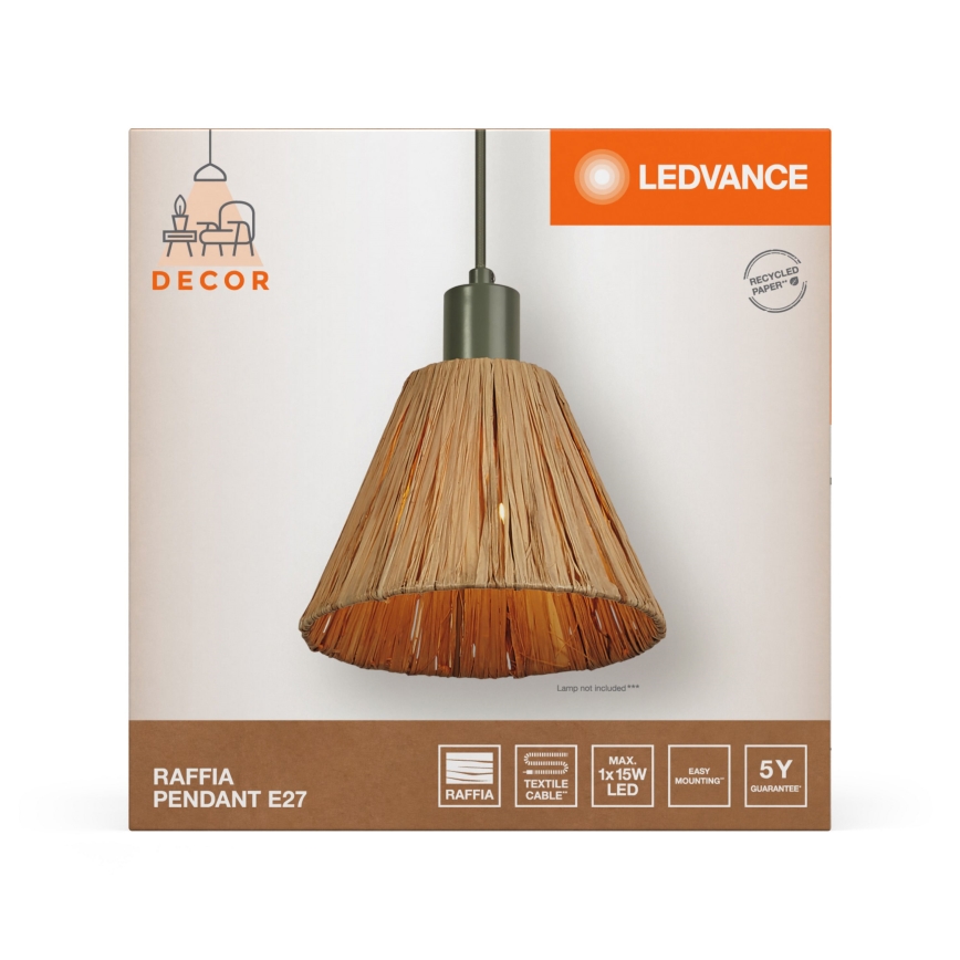 Ledvance - Luster na lanku DECOR RAFFIA 1xE27/15W/230V rafia