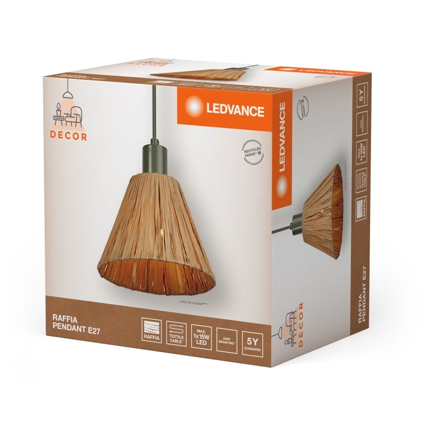 Ledvance - Luster na lanku DECOR RAFFIA 1xE27/15W/230V rafia