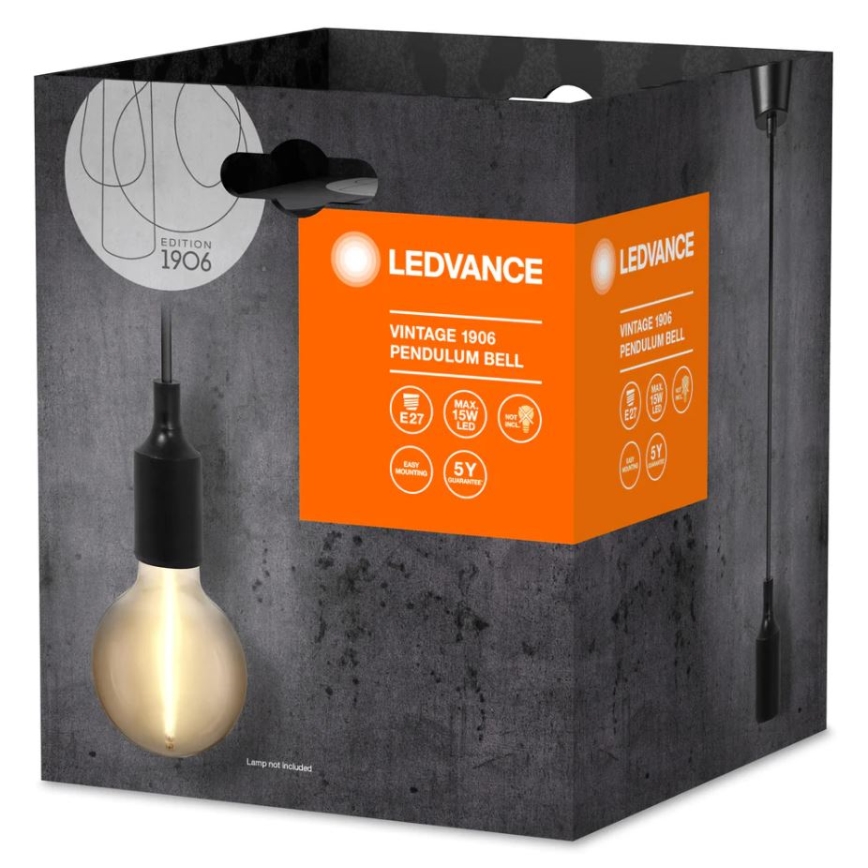Ledvance - Luster na lanku PENDULUM BELL 1xE27/15W/230V čierna
