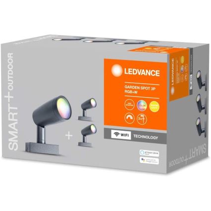 Ledvance - SADA 3x LED RGBW Vonkajšia lampa SMART+ SPOT 3xLED/4,5W/230V IP65 Wi-Fi