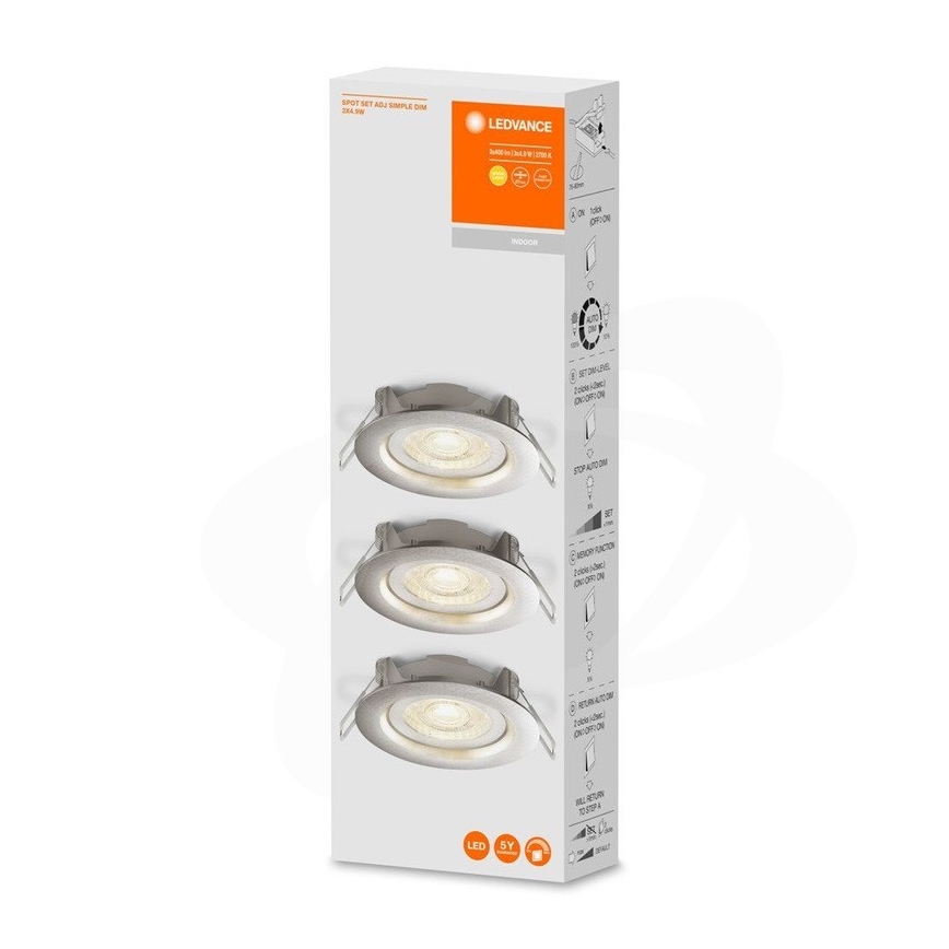 Ledvance - SADA 3x LED Stmievateľné podhľadové svietidlo SIMPLE LED/4,9W/230V