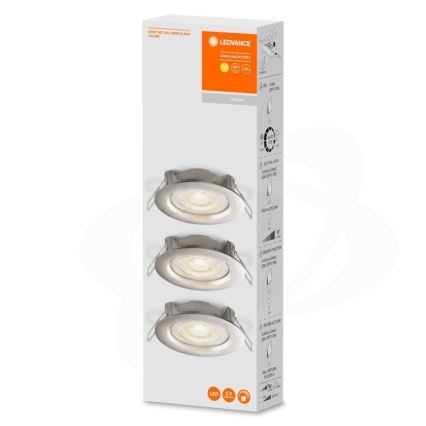 Ledvance - SADA 3× LED stmievateľných podhľadových svietidiel SIMPLE LED/4,9W/230V