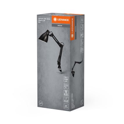Ledvance - Stolná lampa s uchytením OFFICE LINE 1xE27/11W/230V čierna