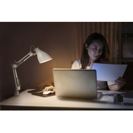 Ledvance - Stolová lampa s klipom PEAR 1xE27/11W/230V biela