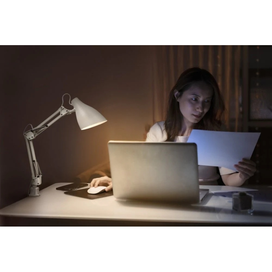 Ledvance - Stolová lampa s klipom PEAR 1xE27/11W/230V biela