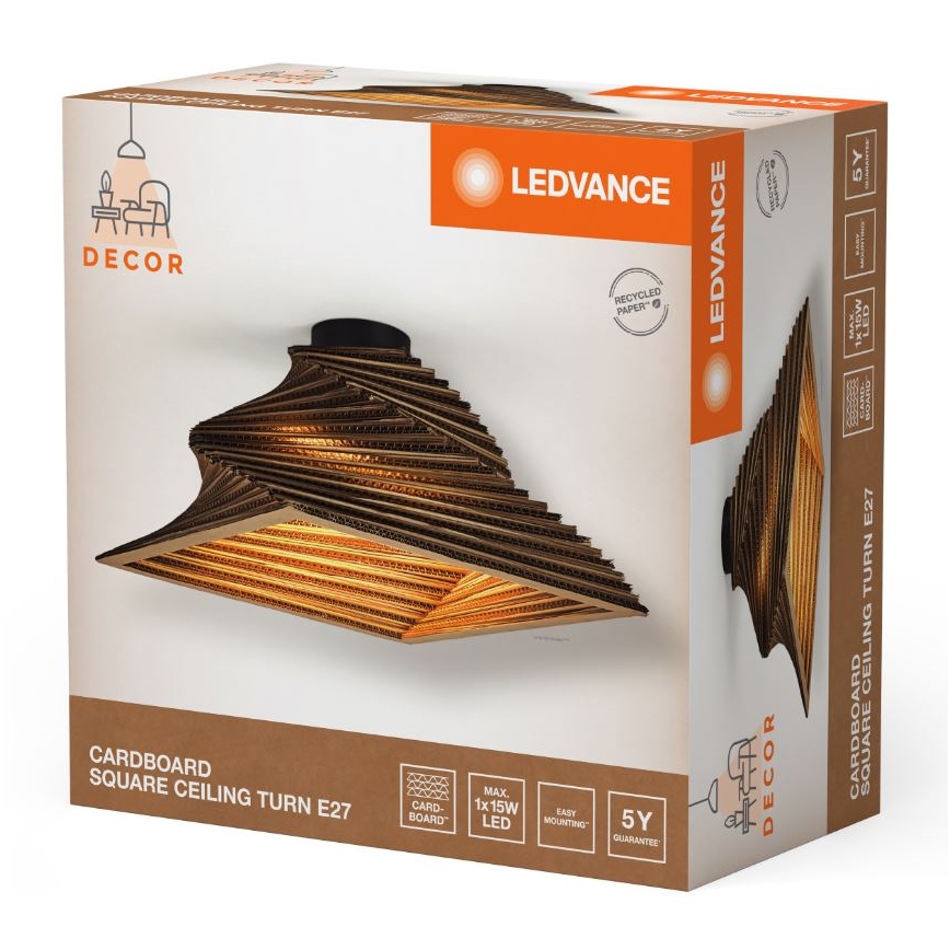 Ledvance - Stropné svietidlo DECOR CARDBOARD 1xE27/15W/230V 40x40 cm