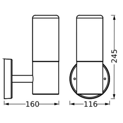 Ledvance - Vonkajšie nástenné svietidlo FIGO CYLINDER 1xE27/20W/230V IP44