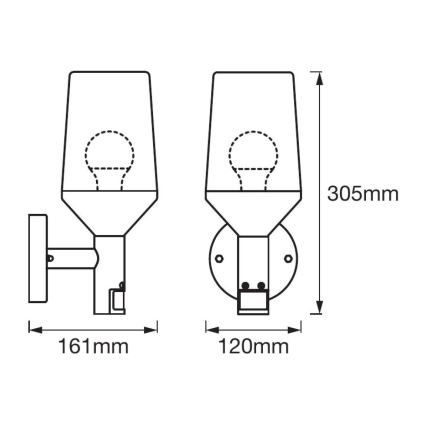 Ledvance - Vonkajšie nástenné svietidlo so senzorom CALICE 1xE27/60W/230V IP44