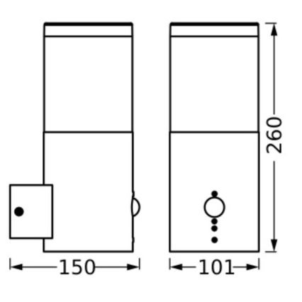 Ledvance - Vonkajšie nástenné svietidlo so senzorom EBRO 1xE27/20W/230V IP44