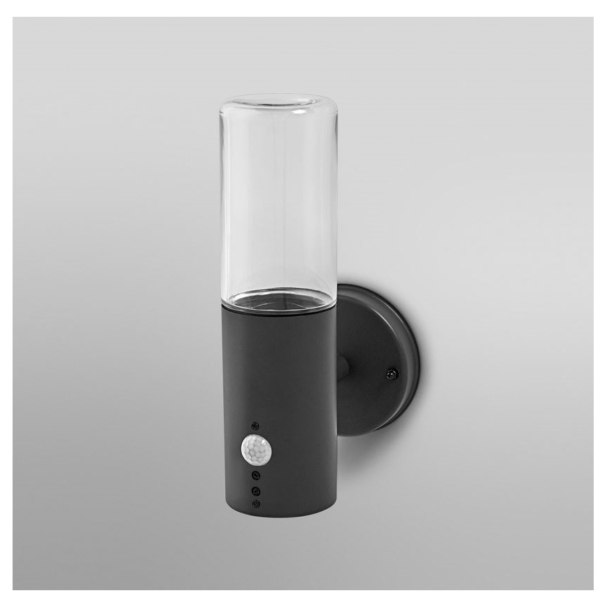 Ledvance - Vonkajšie nástenné svietidlo so senzorom FIGO CYLINDER 1xE27/20W/230V